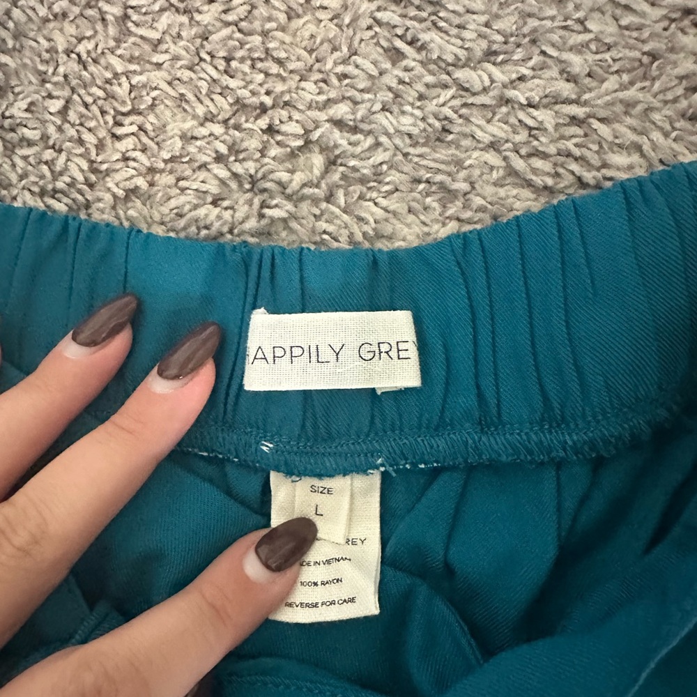 Happily Grey teal floaty pants